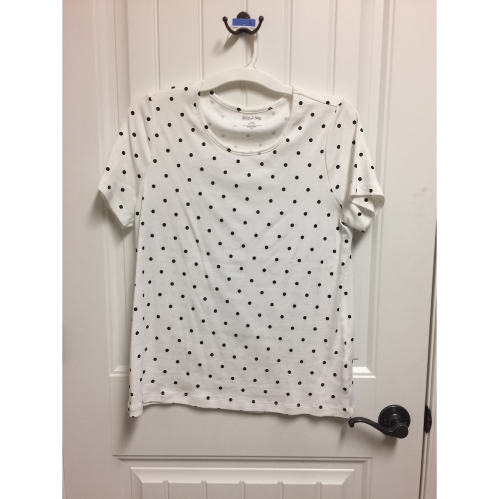 White Stag Black & White Polka Dot TShirt SZ LG